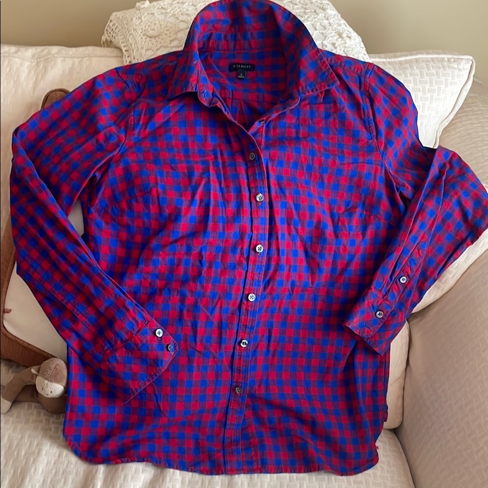 Talbots Red and Blue Checkered Blouse